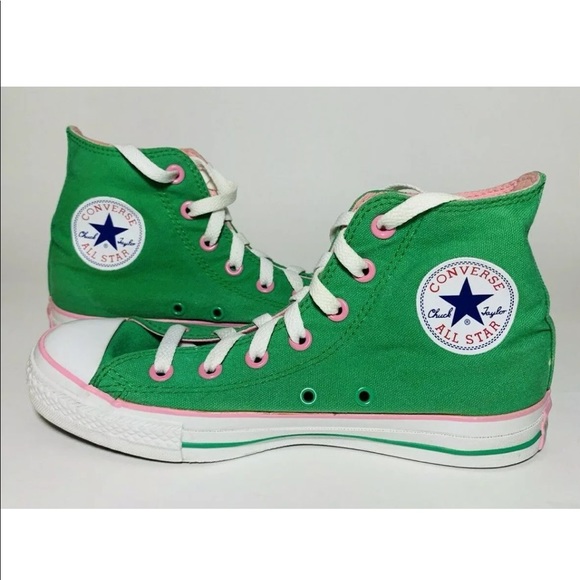 Converse Other - Converse Chuck Taylor Green Pink Sneakers Hi Top